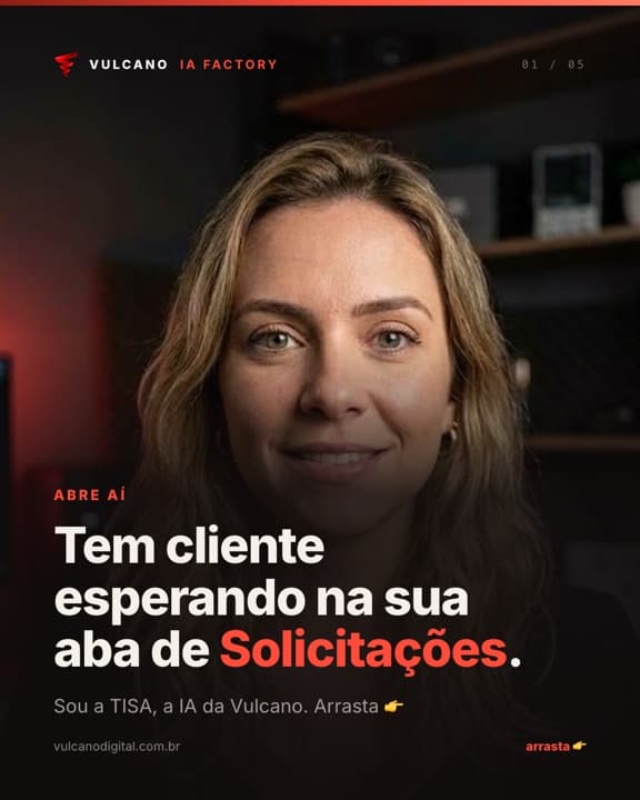 Carrossel da @vulcanomkt: Tem cliente esperando na sua aba de Solicitações